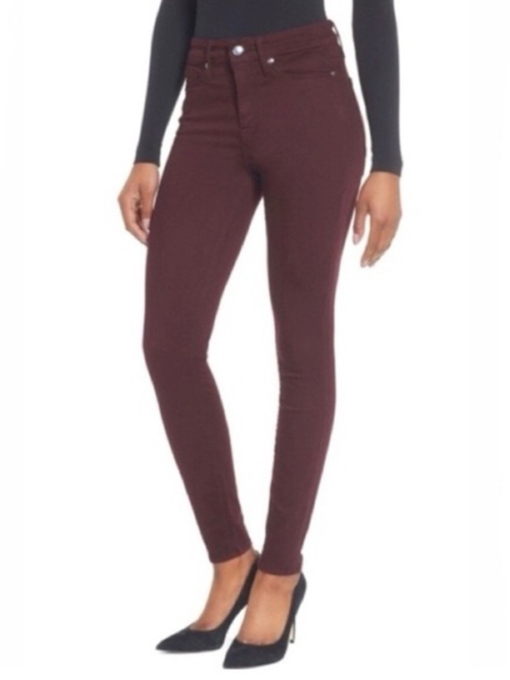 Good American Good Legs Skinny Jeans in Burgundy